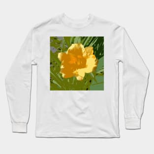 Yellow daylily, photography and digital Long Sleeve T-Shirt